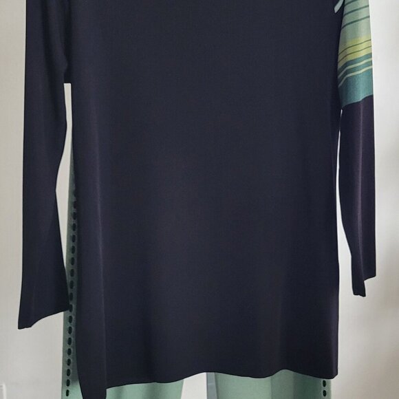 MISOOK Color Block Striped Knit Top 2 Piece Tunic and Pants Set (Size: Large) - Picture 7 of 16